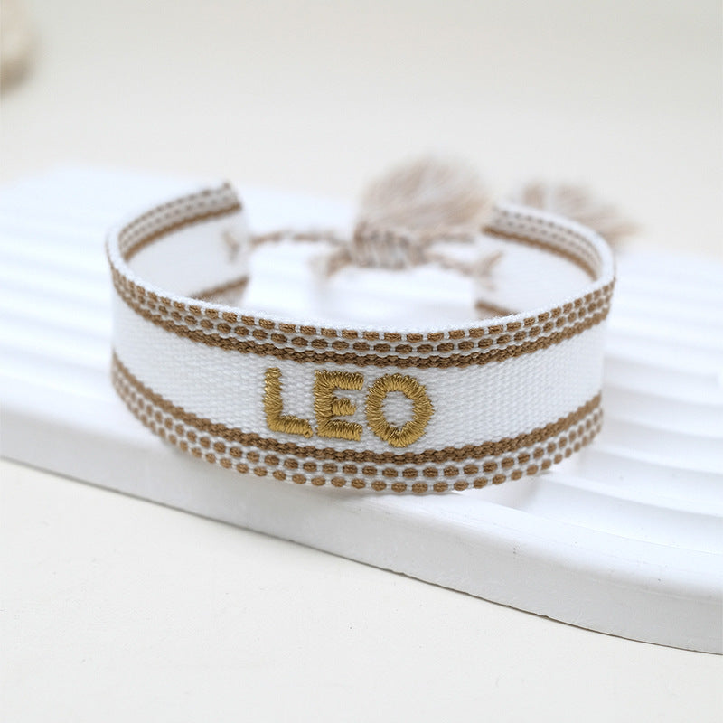 Wholesale Cord 12 Constellation Letter Woven Tassel Bracelet
